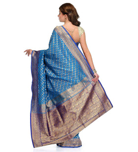 Turquoise Silk Georgette Upada Saree