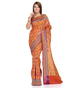 Orange Silk Georgette Saree