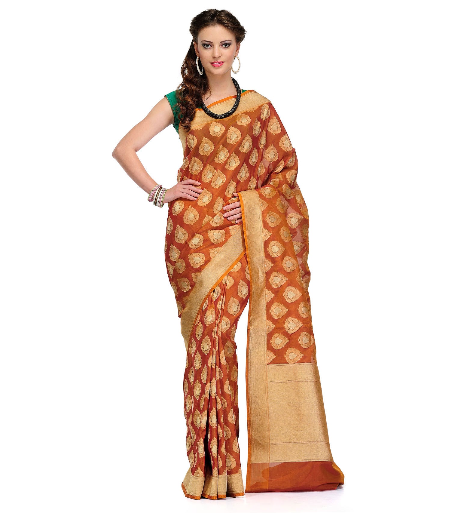 Brown Silk Georgette Upada Saree