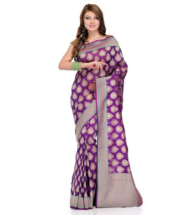 Violet Silk Georgette Upada Saree