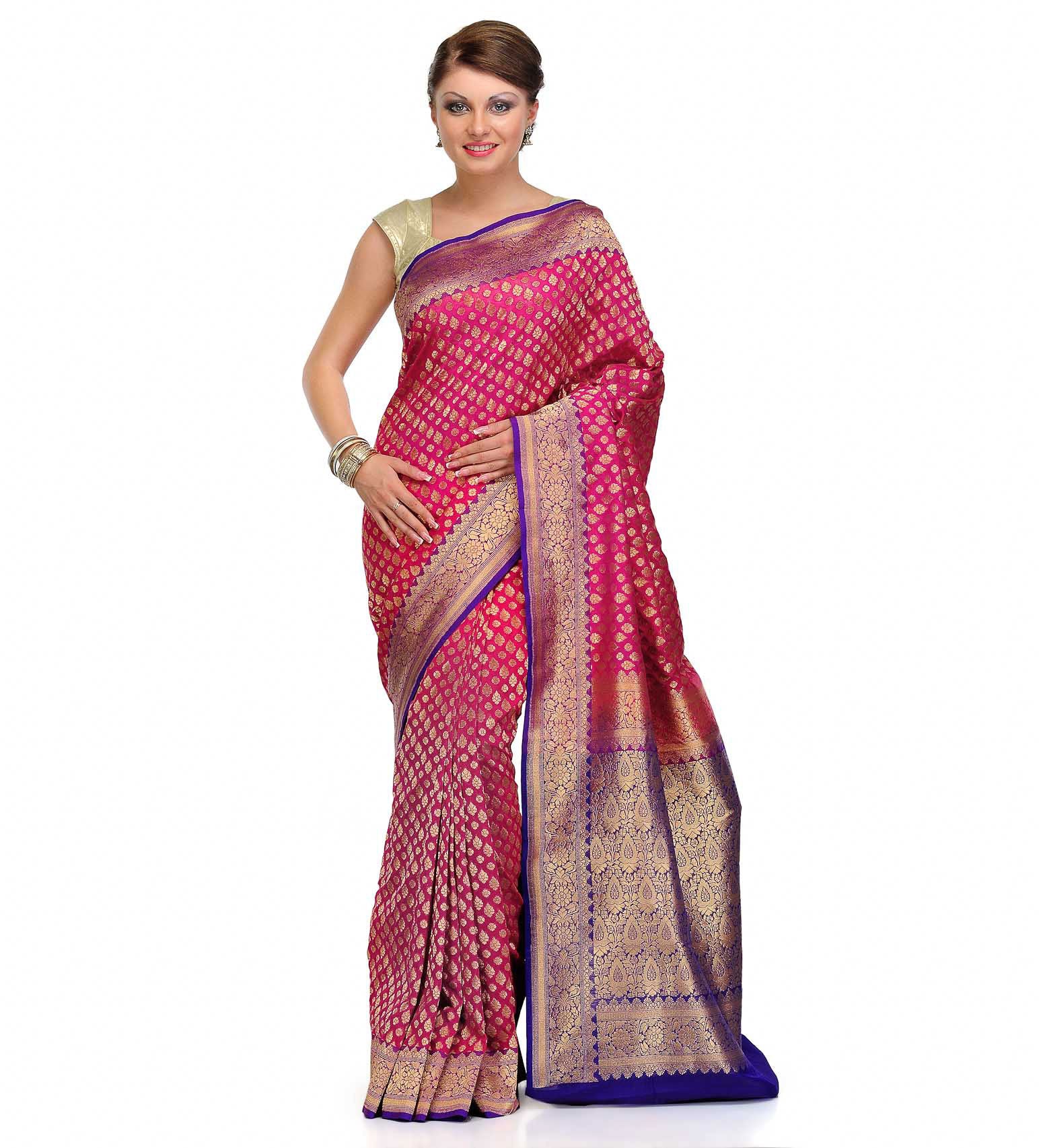 Magenta Silk Georgette Upada Saree