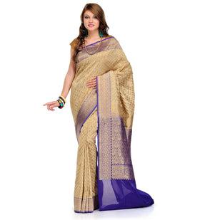 Beige Silk Georgette Upada Saree