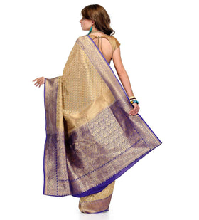 Beige Silk Georgette Upada Saree