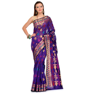 Violet Cotton Silk Saree