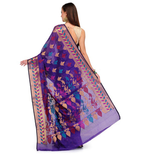 Violet Cotton Silk Saree