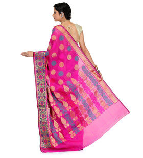 Magenta Cotton Silk Saree