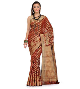 Brown Silk Georgette Saree