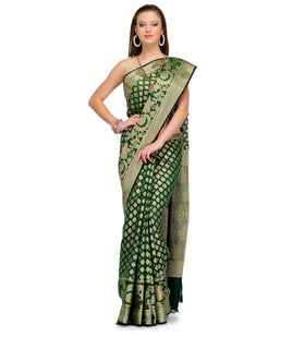 Green Silk Georgette Saree