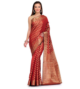 Maroon Silk Georgette Saree