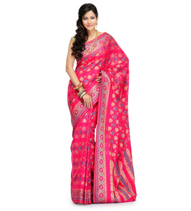 Magenta Cotton Silk Saree