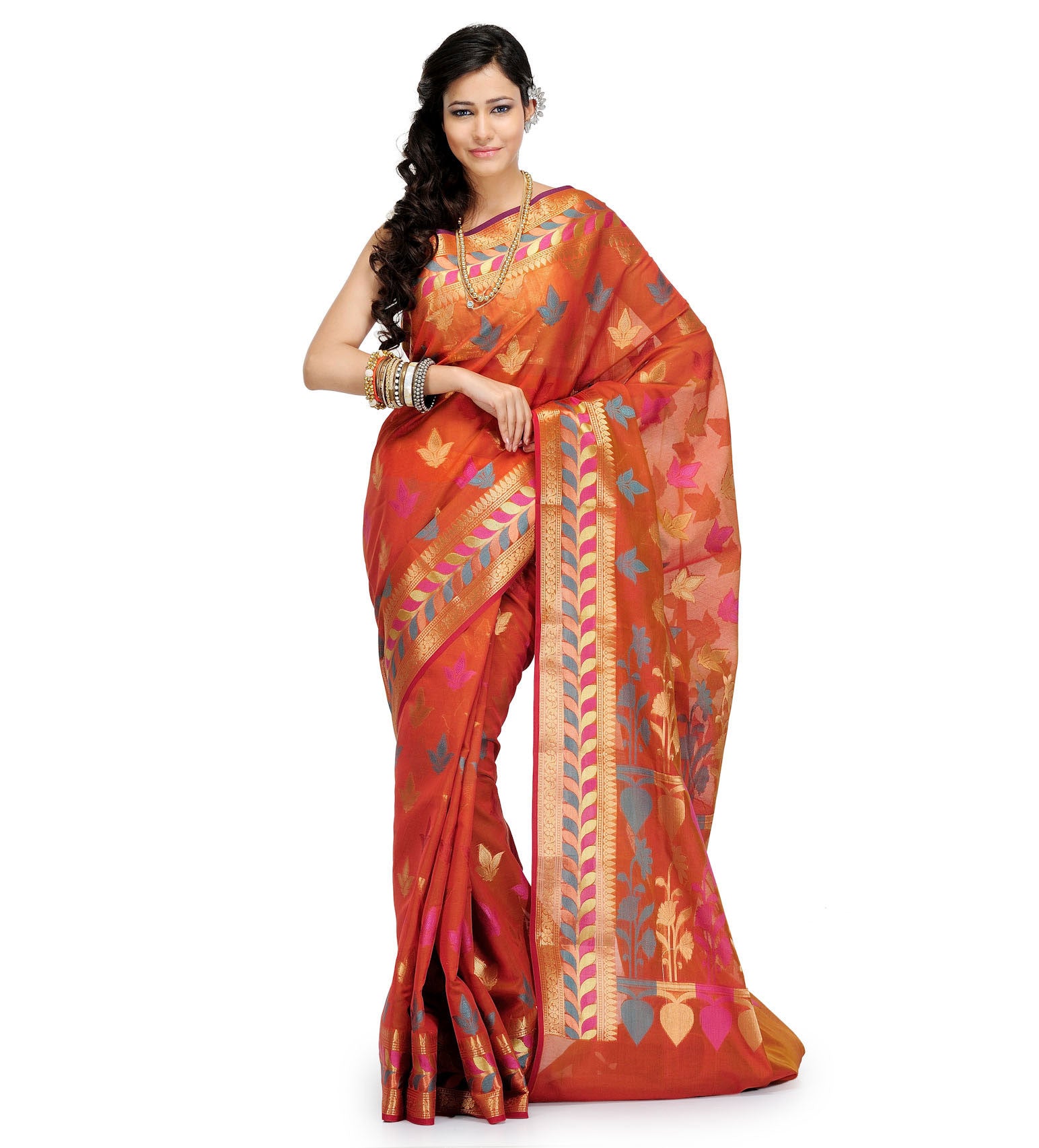 Brown Cotton Silk Saree