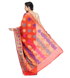 Rust Cotton Silk Saree