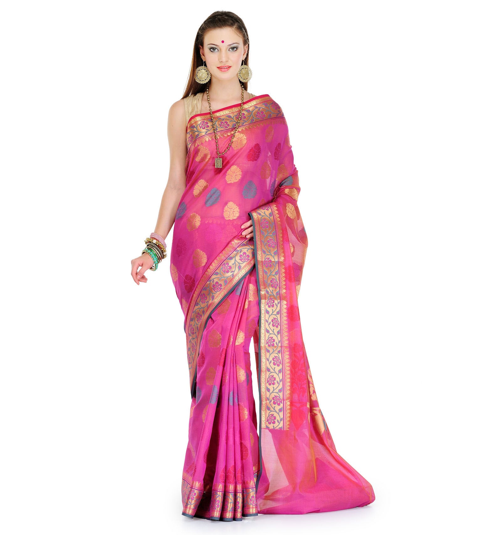 Pink Cotton Silk Saree