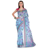 Sky Blue Supernet Banarasi Saree