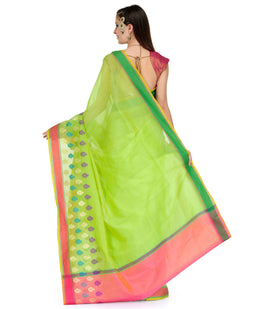 Green Supernet Banarasi Saree