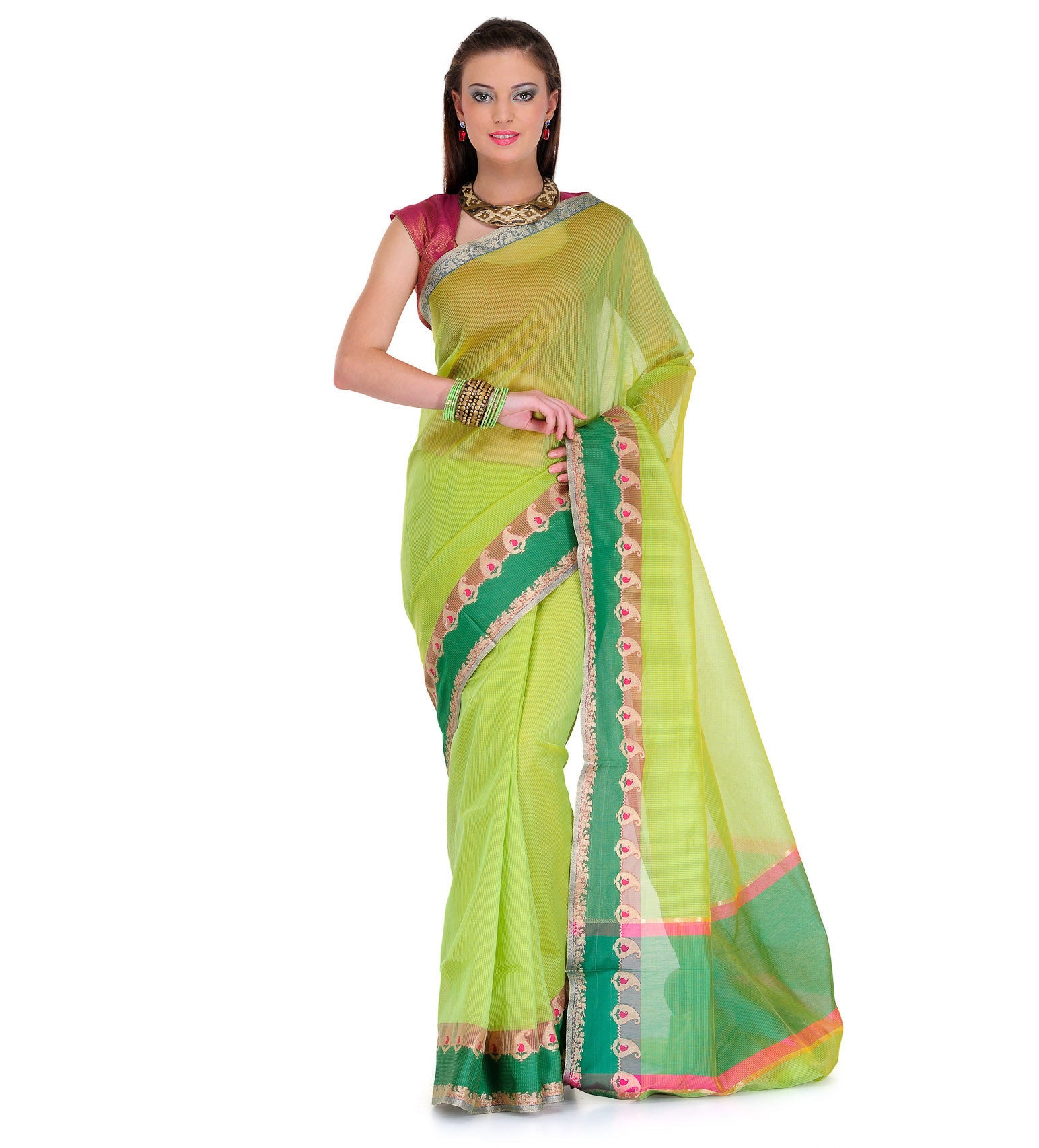 Green Supernet Banarasi Saree