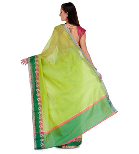 Green Supernet Banarasi Saree