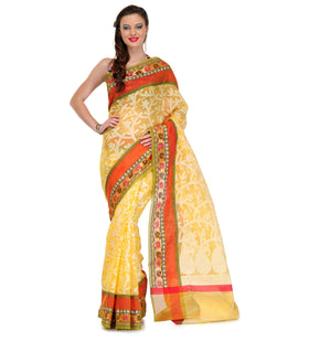 Yellow Kora Banarasi Saree