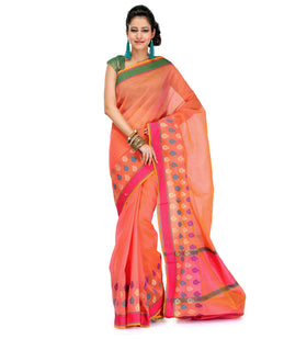 Peach Supernet Banarasi Saree