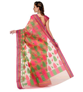 Peach Kora Banarasi Saree