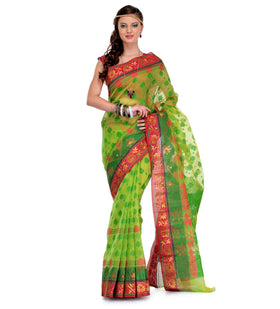 Green Kora Banarasi Saree