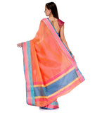 Peach Supernet Banarasi Saree