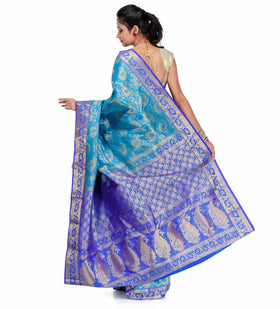 Turquoise Art Kanchipuram Handloom Silk Saree