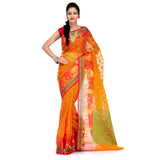 Rust Kora Banarasi Saree
