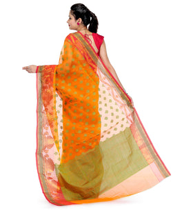 Rust Kora Banarasi Saree