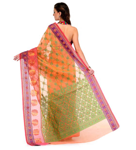 Peach Kora Banarasi Saree