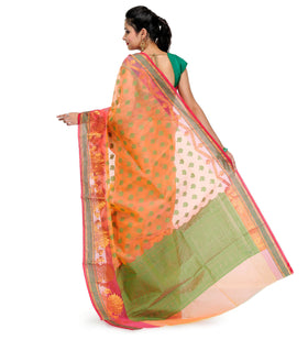 Orange Kora Banarasi Saree