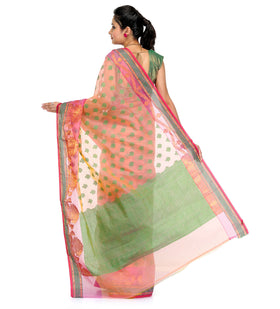 Peach Kora Banarasi Saree