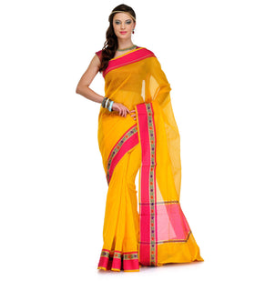 Yellow Supernet Banarasi Saree