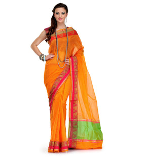 Orange Supernet Banarasi Saree