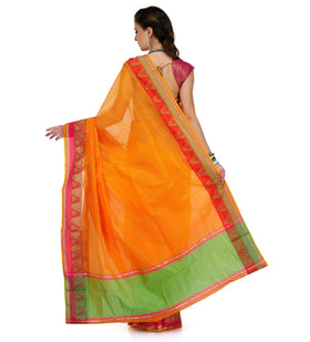 Orange Supernet Banarasi Saree