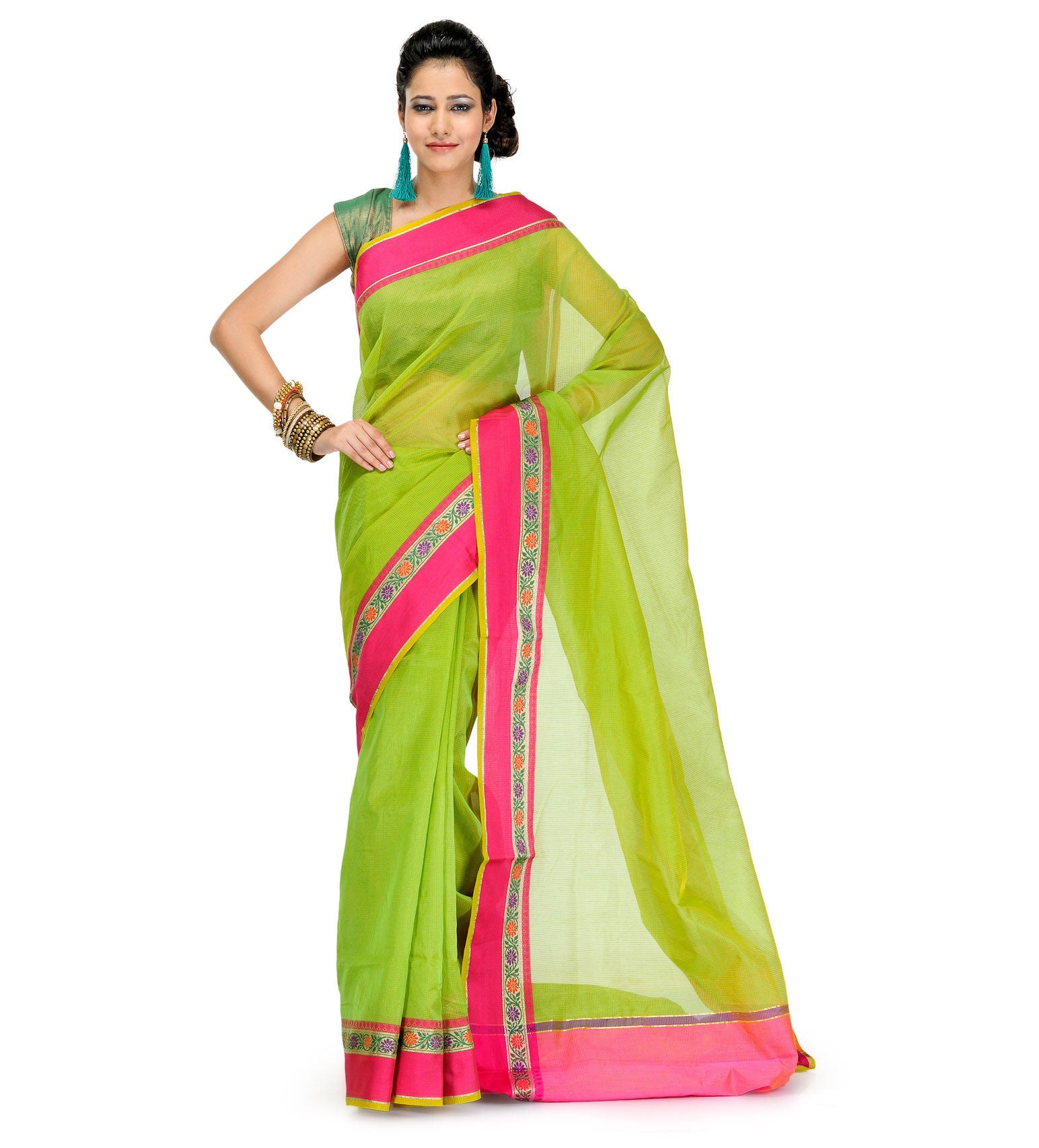 Green Supernet Banarasi Saree