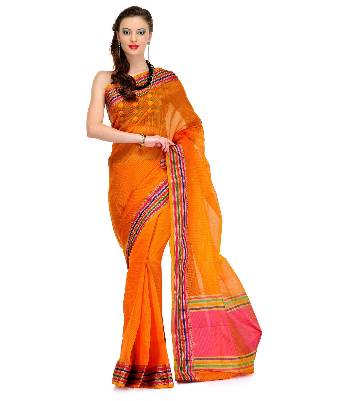 Orange Supernet Banarasi Saree