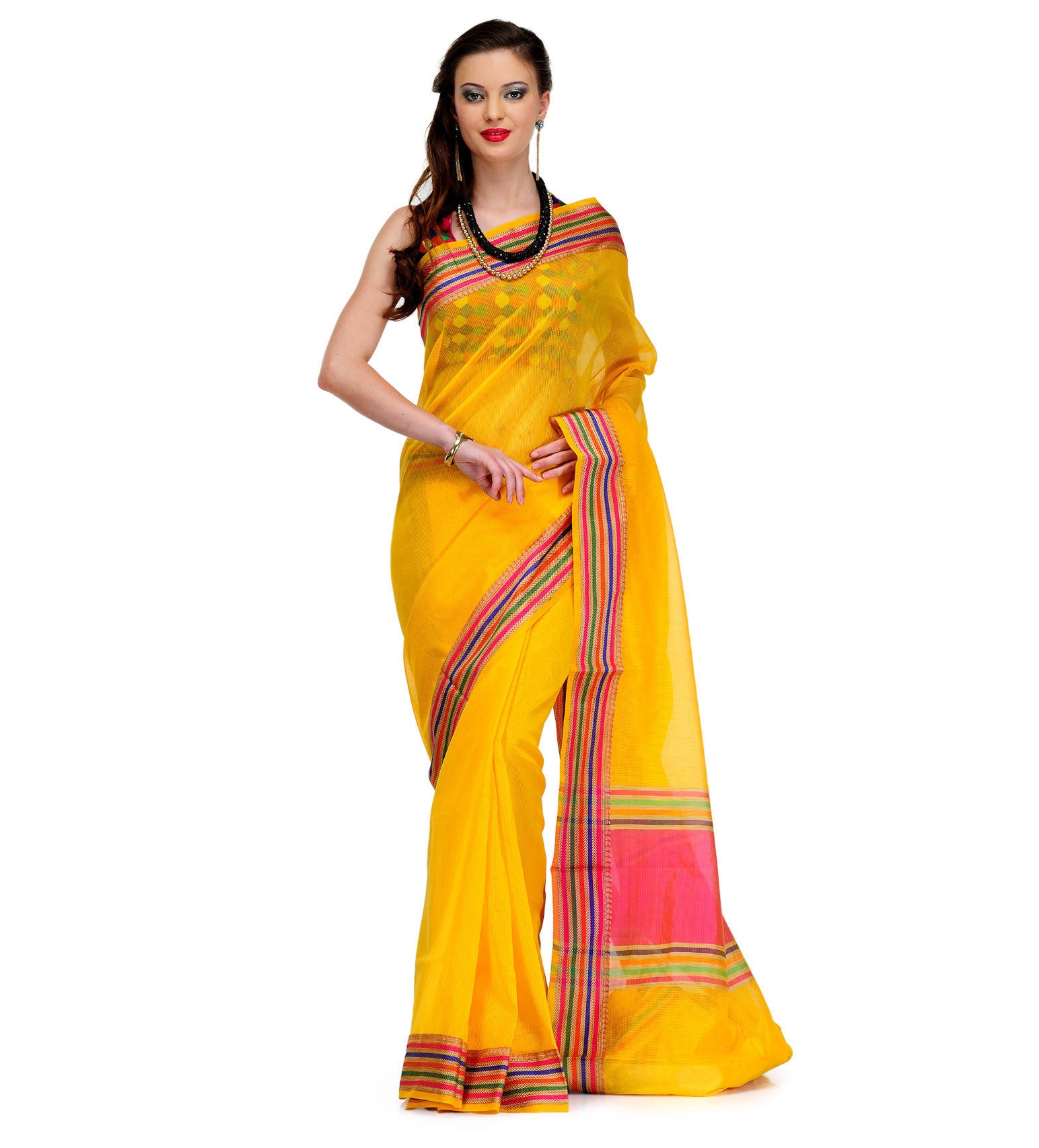 Yellow Supernet Banarasi Saree