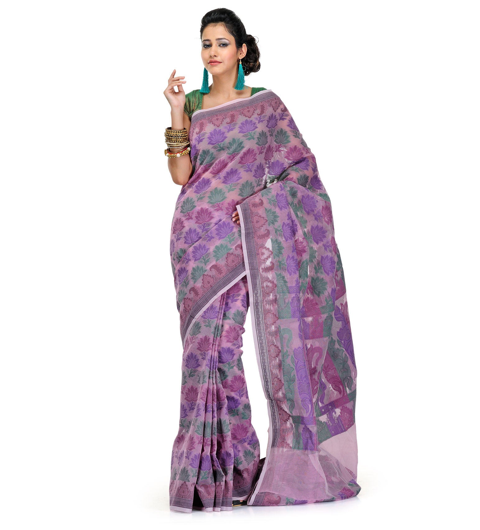 Pink Supernet Banarasi Saree