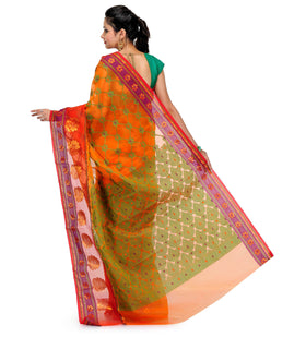 Orange Kora Banarasi Saree