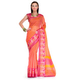 Peach Supernet Banarasi Saree