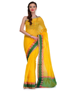 Yellow Supernet Banarasi Saree