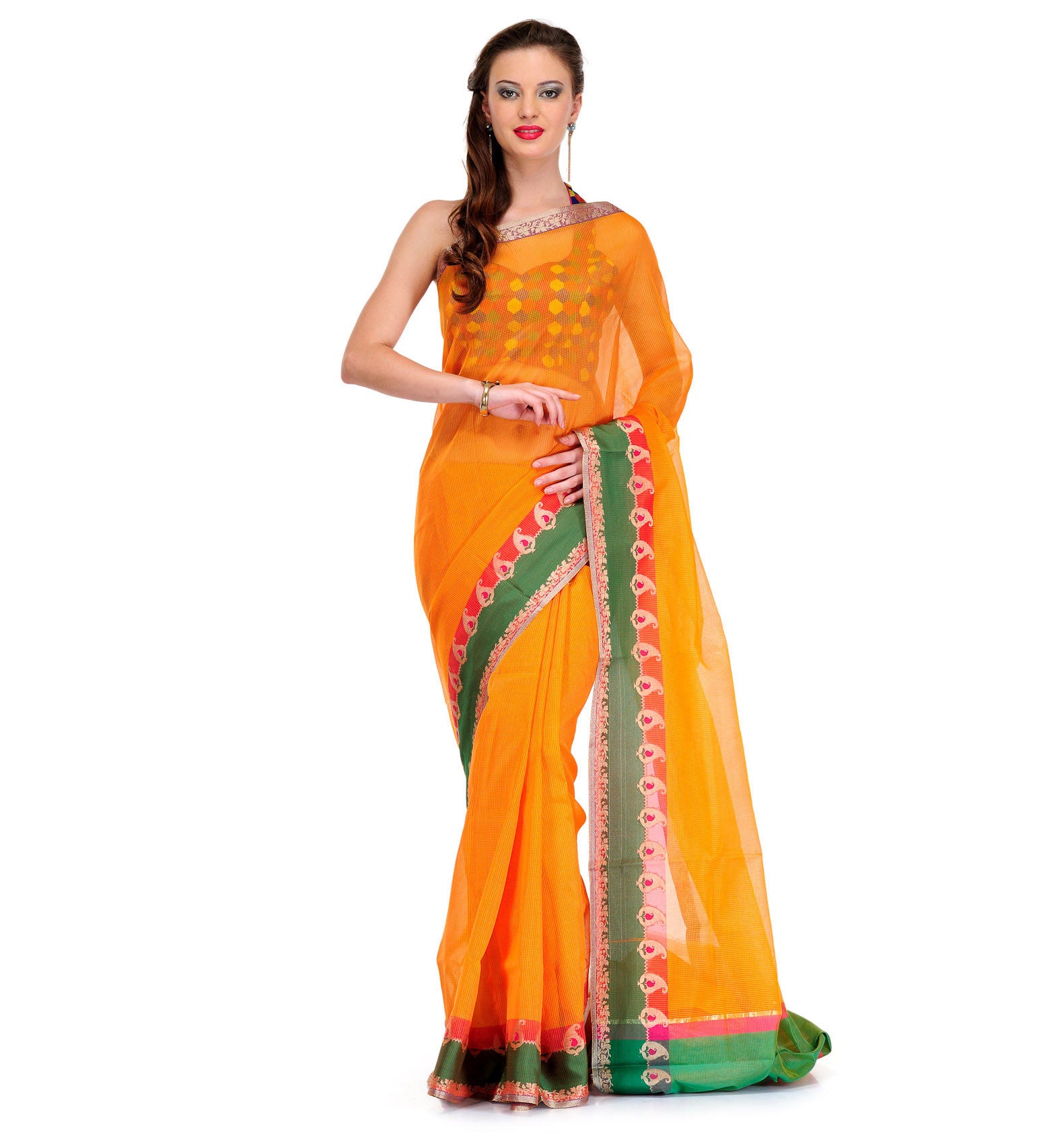 Orange Supernet Banarasi Saree