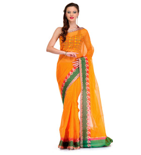 Orange Supernet Banarasi Saree