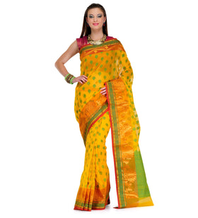 Yellow Kora Banarasi Saree