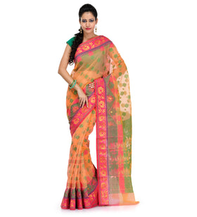 Peach Kora Banarasi Saree