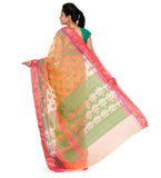 Peach Kora Banarasi Saree