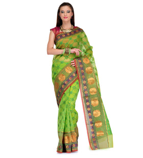 Green Kora Banarasi Saree