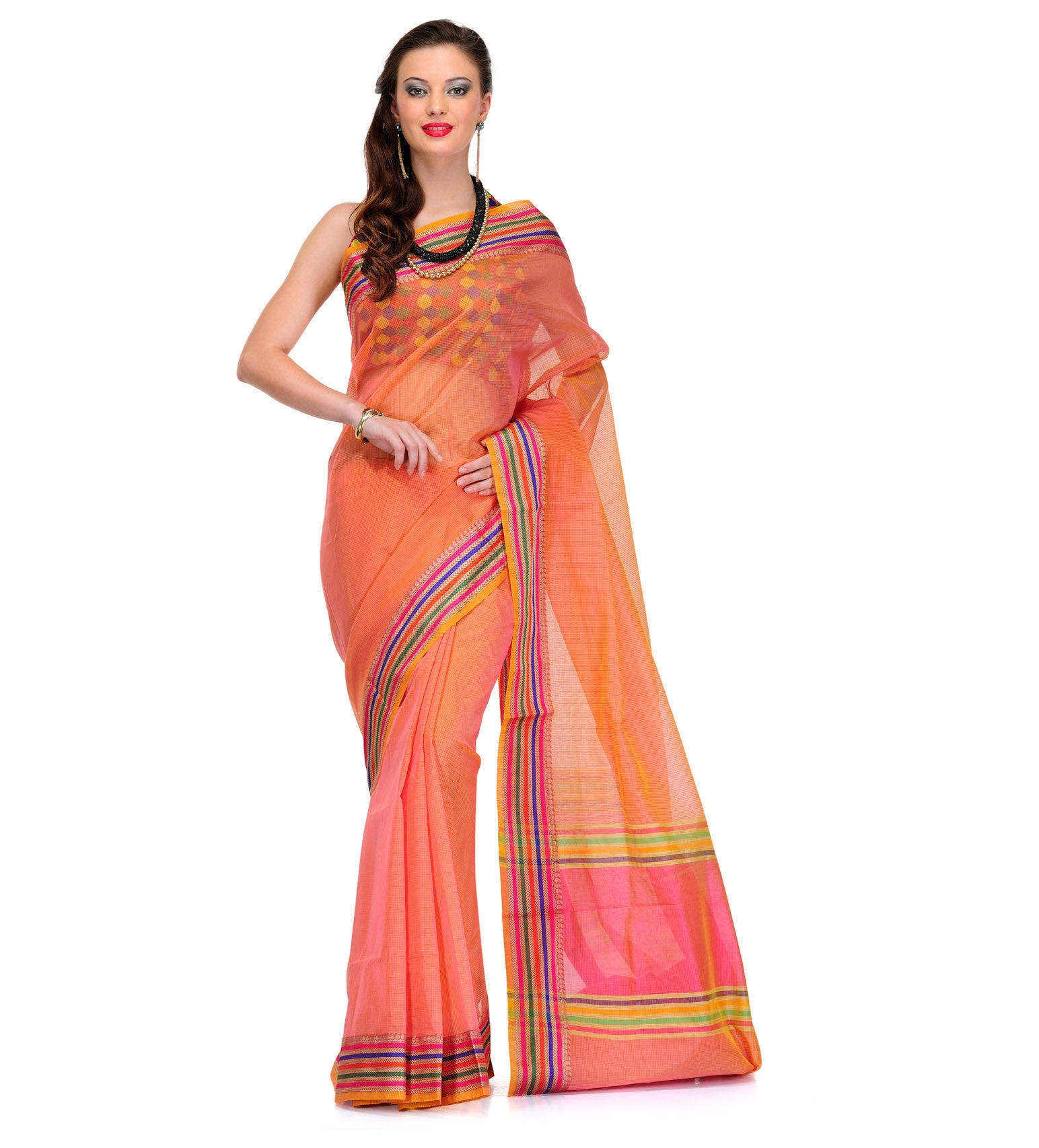 Peach Supernet Banarasi Saree