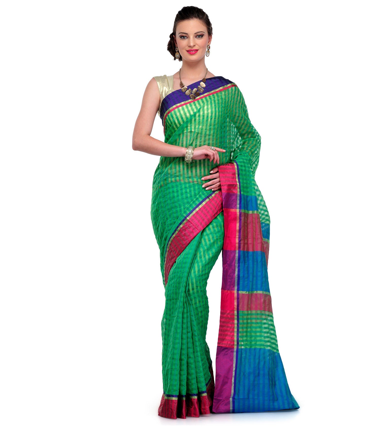 Green Supernet Banarasi Saree